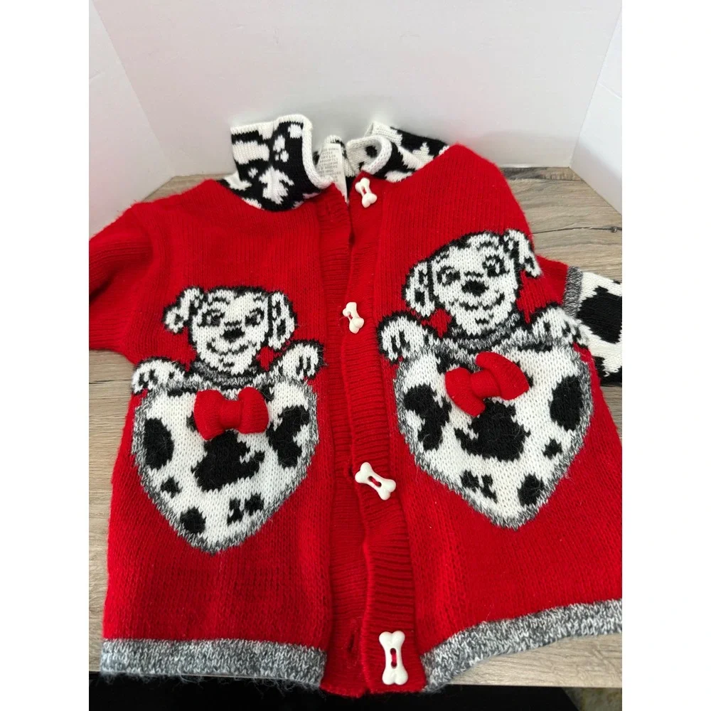 Vintage Disney 101 Dalmatians Cardigan Heart Bone Sweater & Pants Set Kids 3T